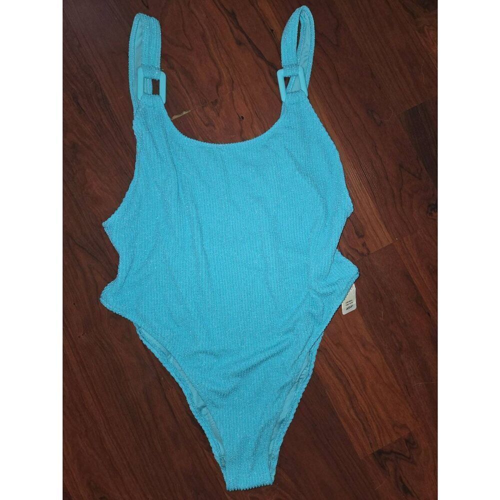 Aerie Textured Shimmering Blue Swim Suit New With Tags